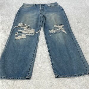 WILLOW + ROOT WOMENS 31 Distressed Blue Jeans  Vintage Dad Jeans